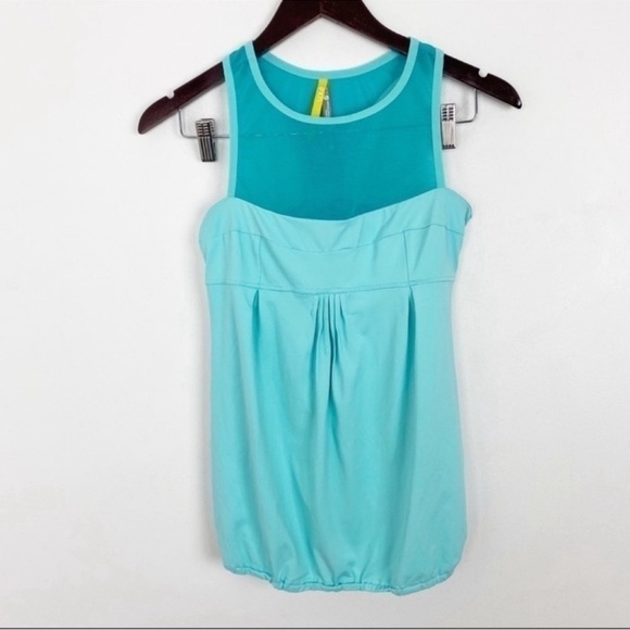 Lole Racerback Teal Athletic Mesh Workout Tank Top Built In Sports Bra Size XS - Picture 1 of 9